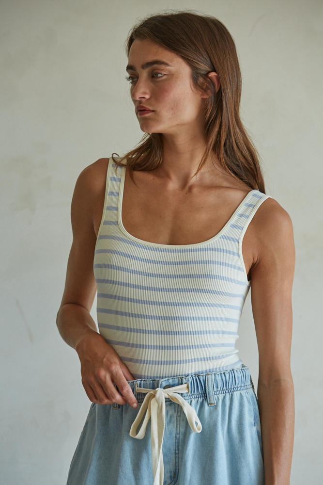 Striped Ribbed Bodysuit