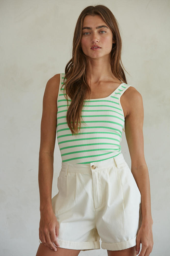 Striped Ribbed Bodysuit