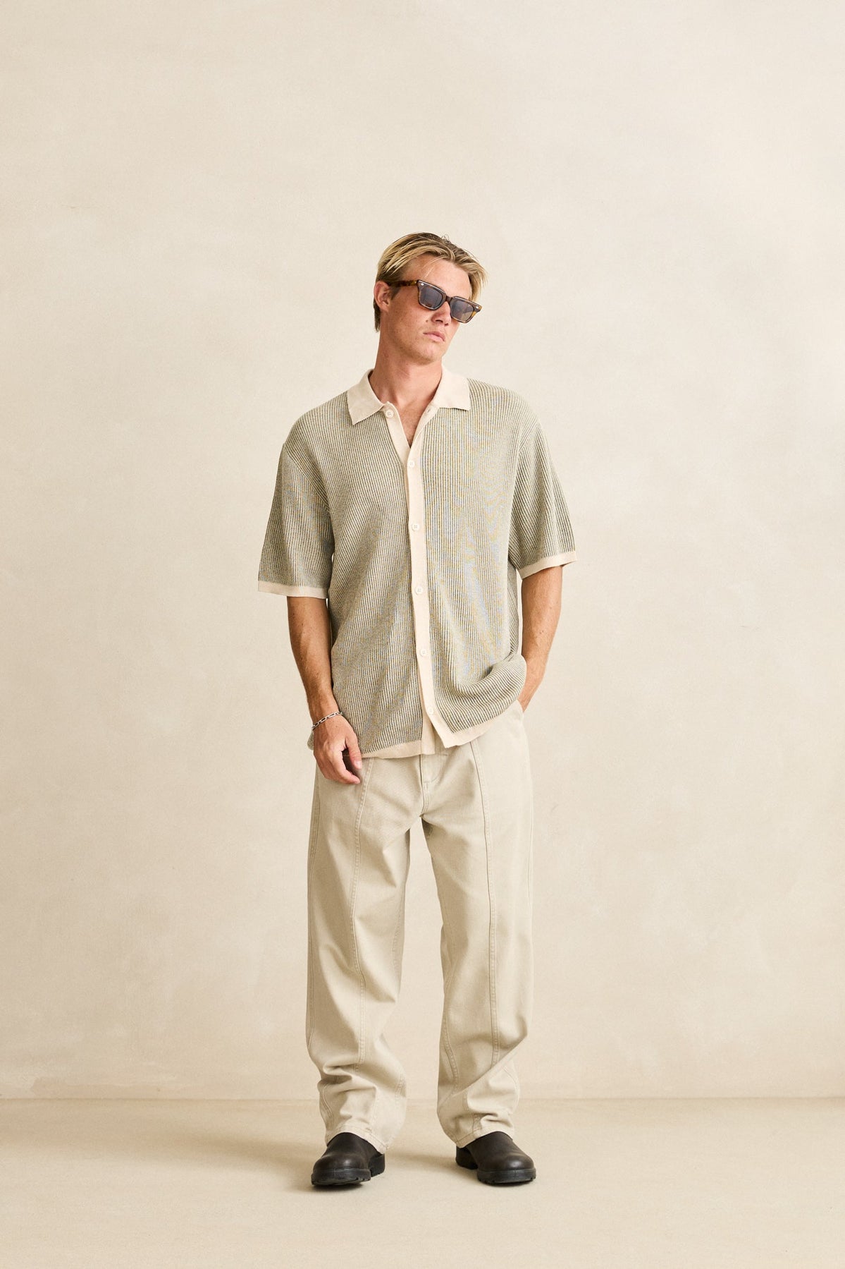 Hi Lo Knit Button Up