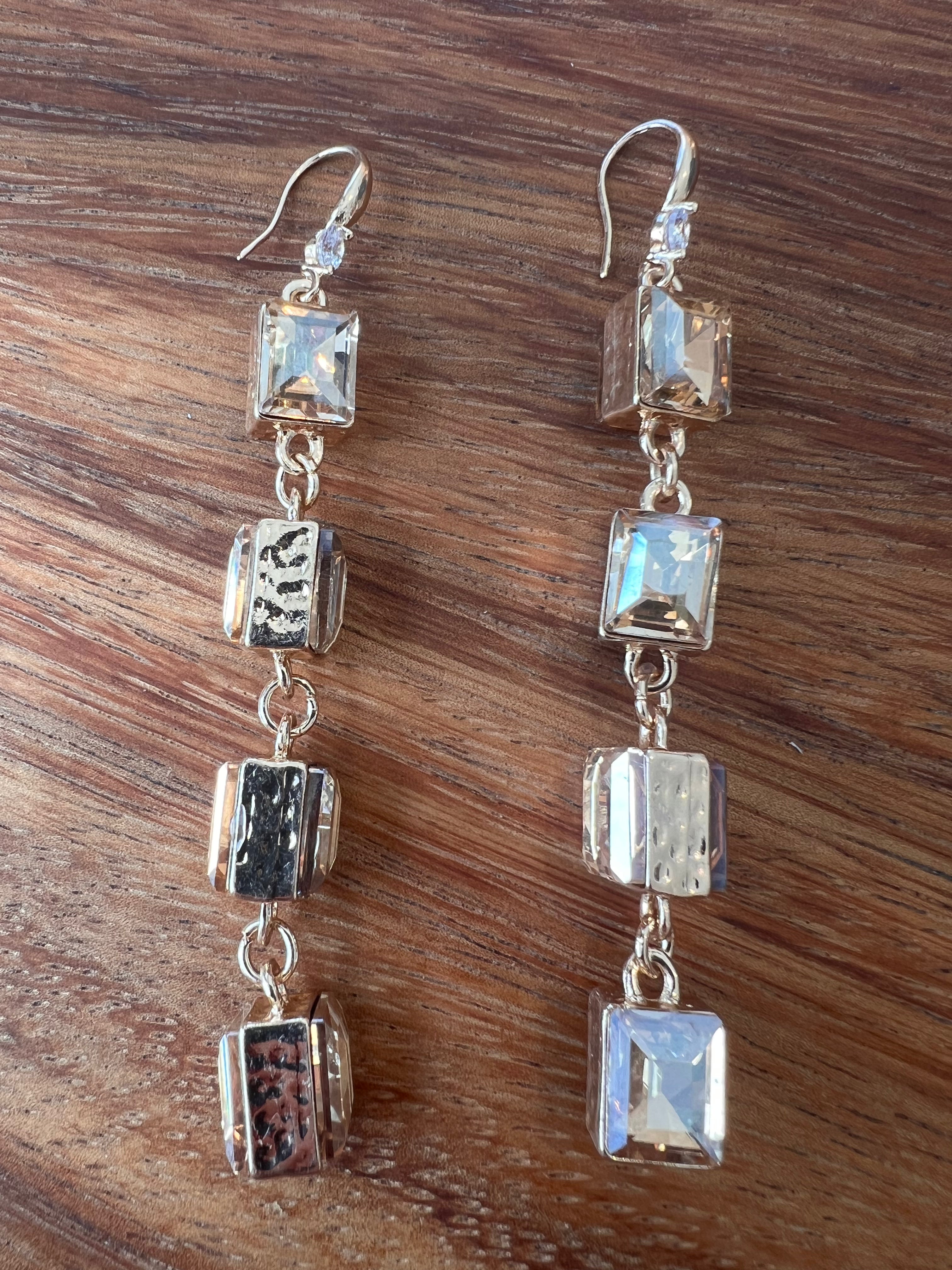 Rhinestone Cube Earrings