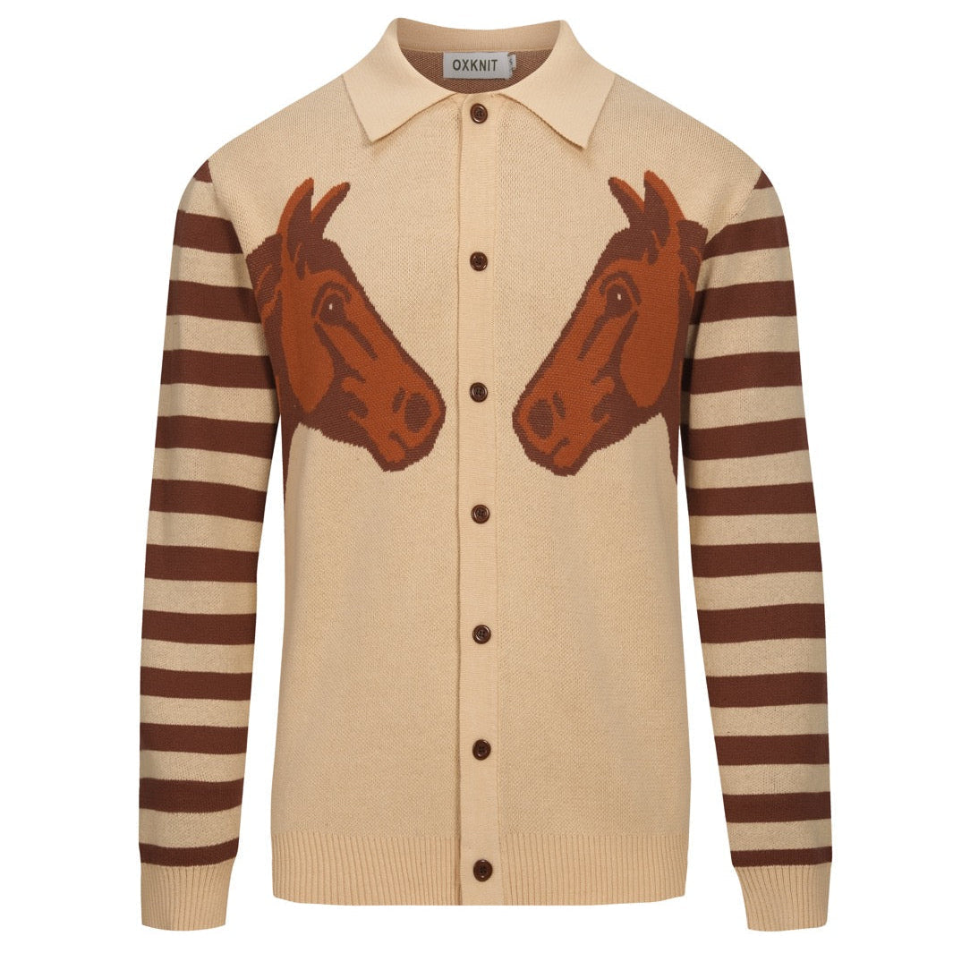 Khaki Animal Jacquard Cardigan