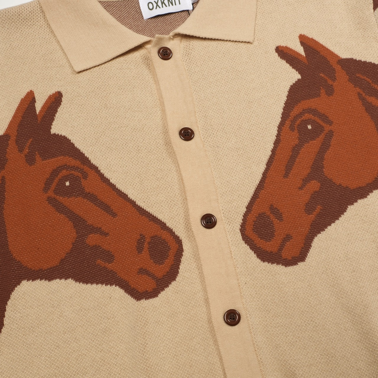 Khaki Animal Jacquard Cardigan