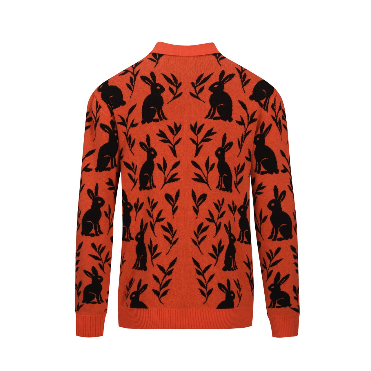 Orange Rabbit Plant Jacquard Cardigan