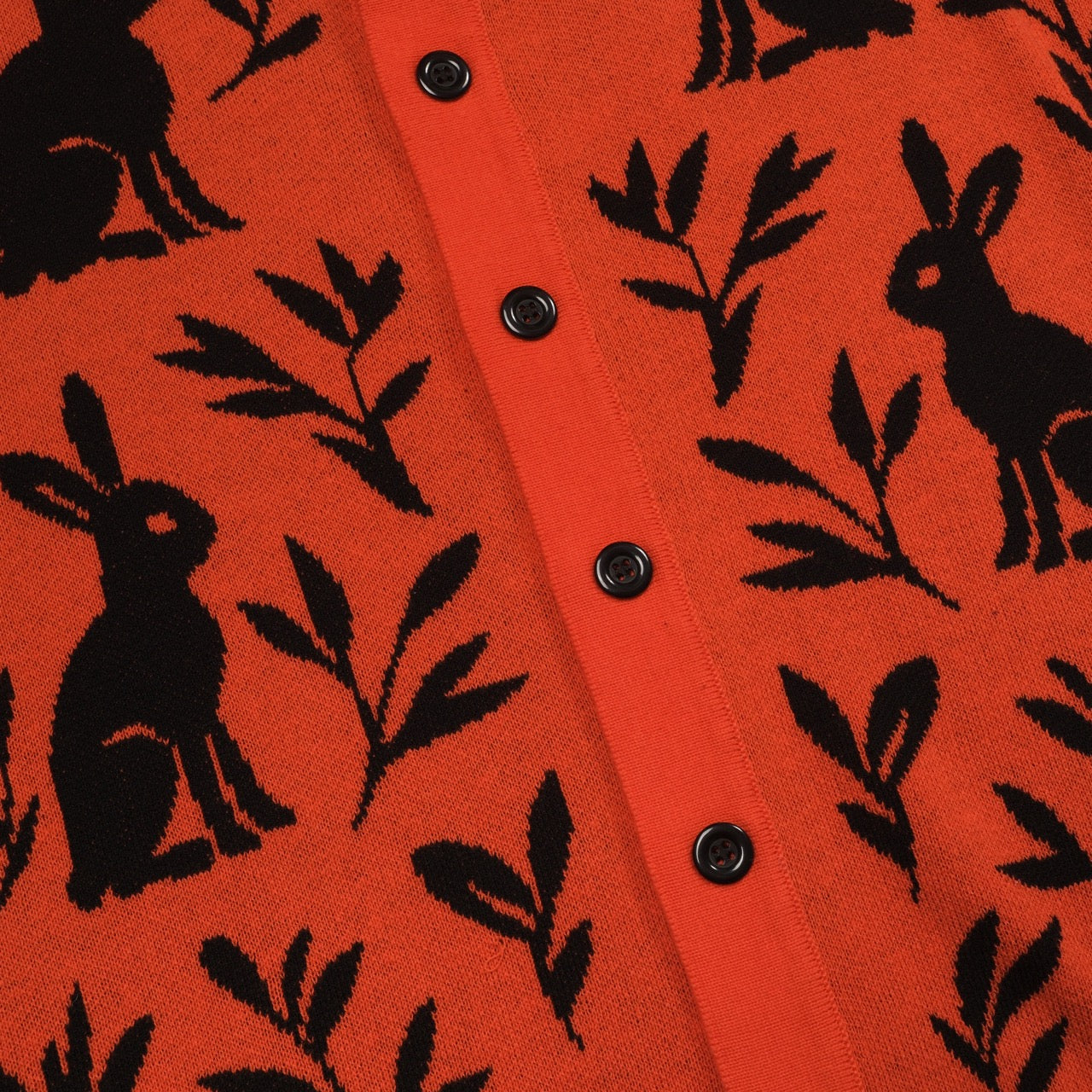 Orange Rabbit Plant Jacquard Cardigan