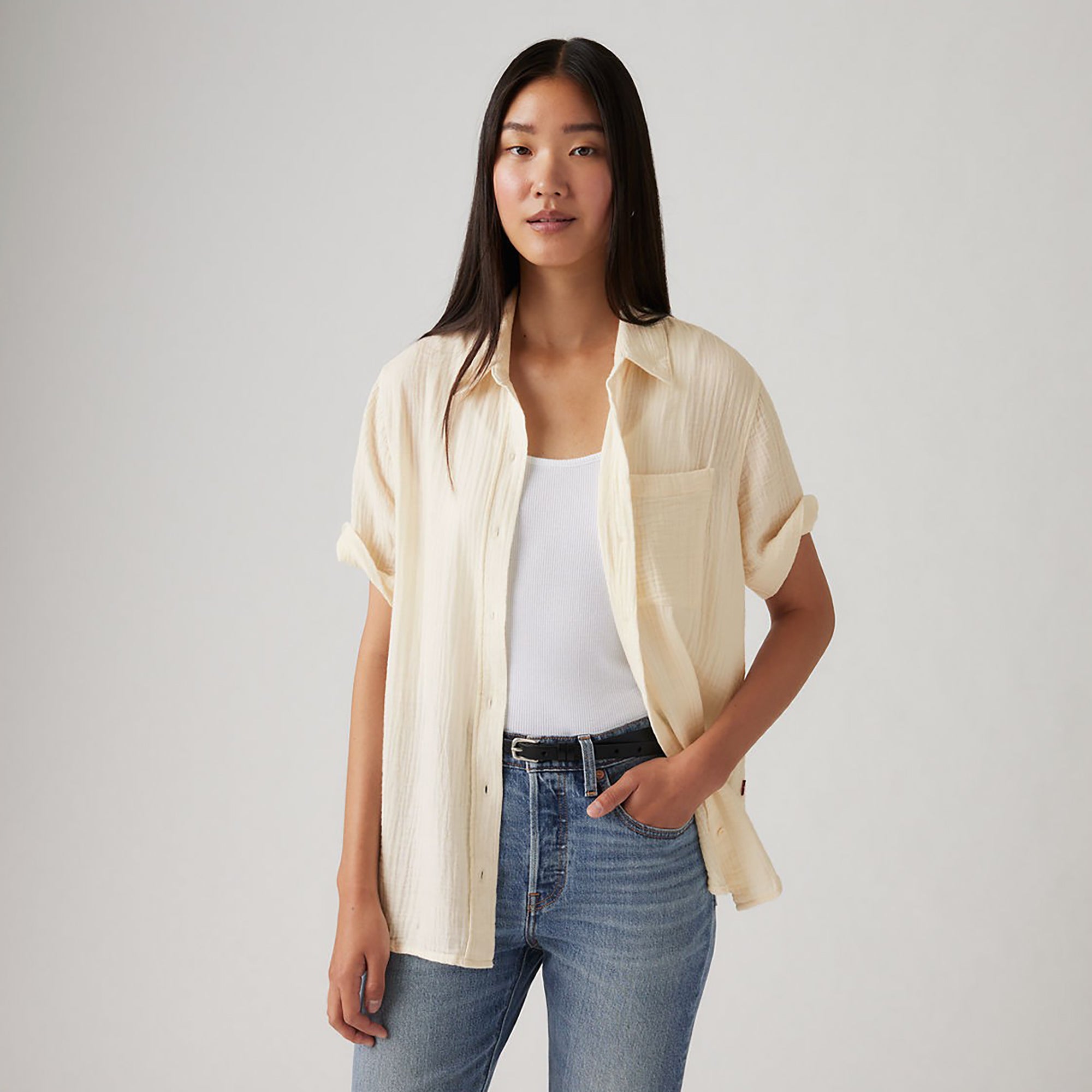 Darlene Short Sleeve Shirt Bright White Seersucker - Levi's - Vista frontal