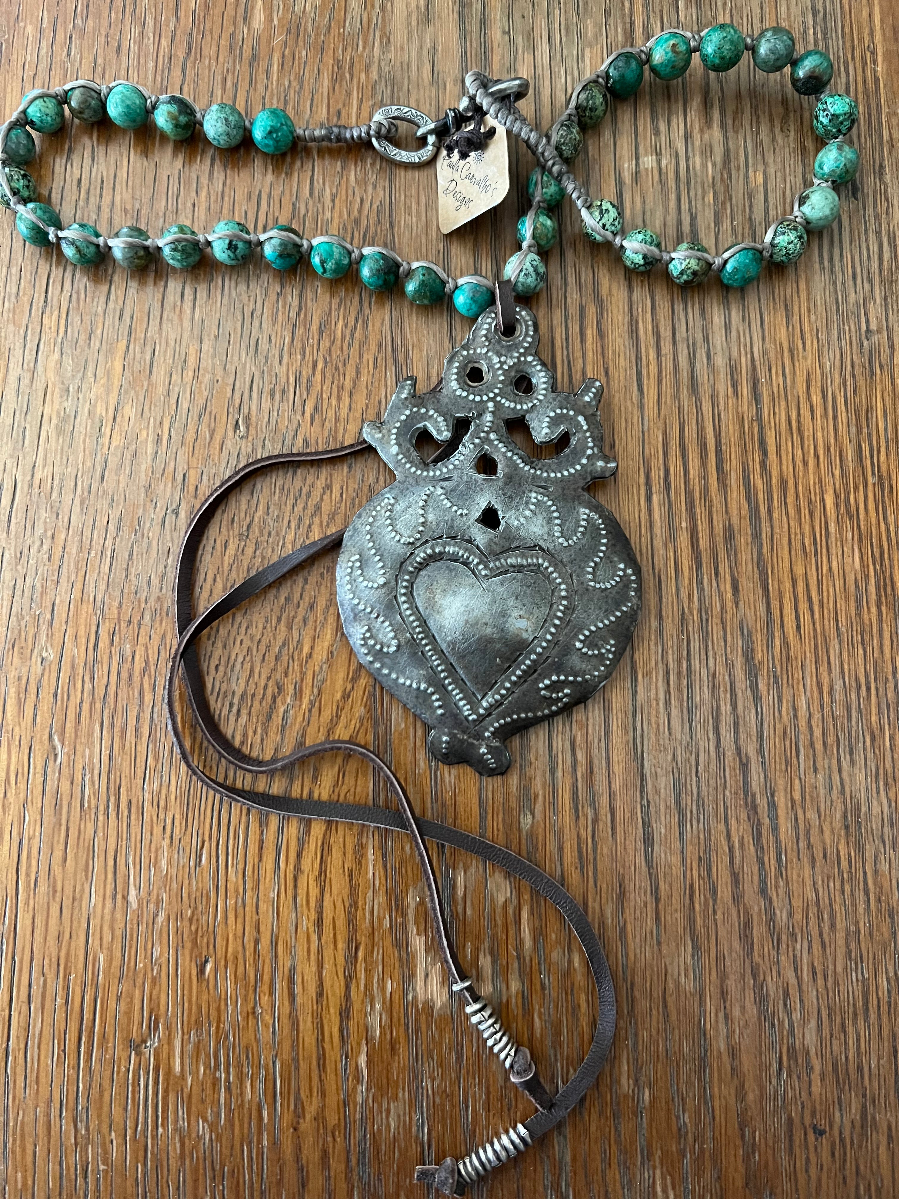 African Turquoise Heart Necklace