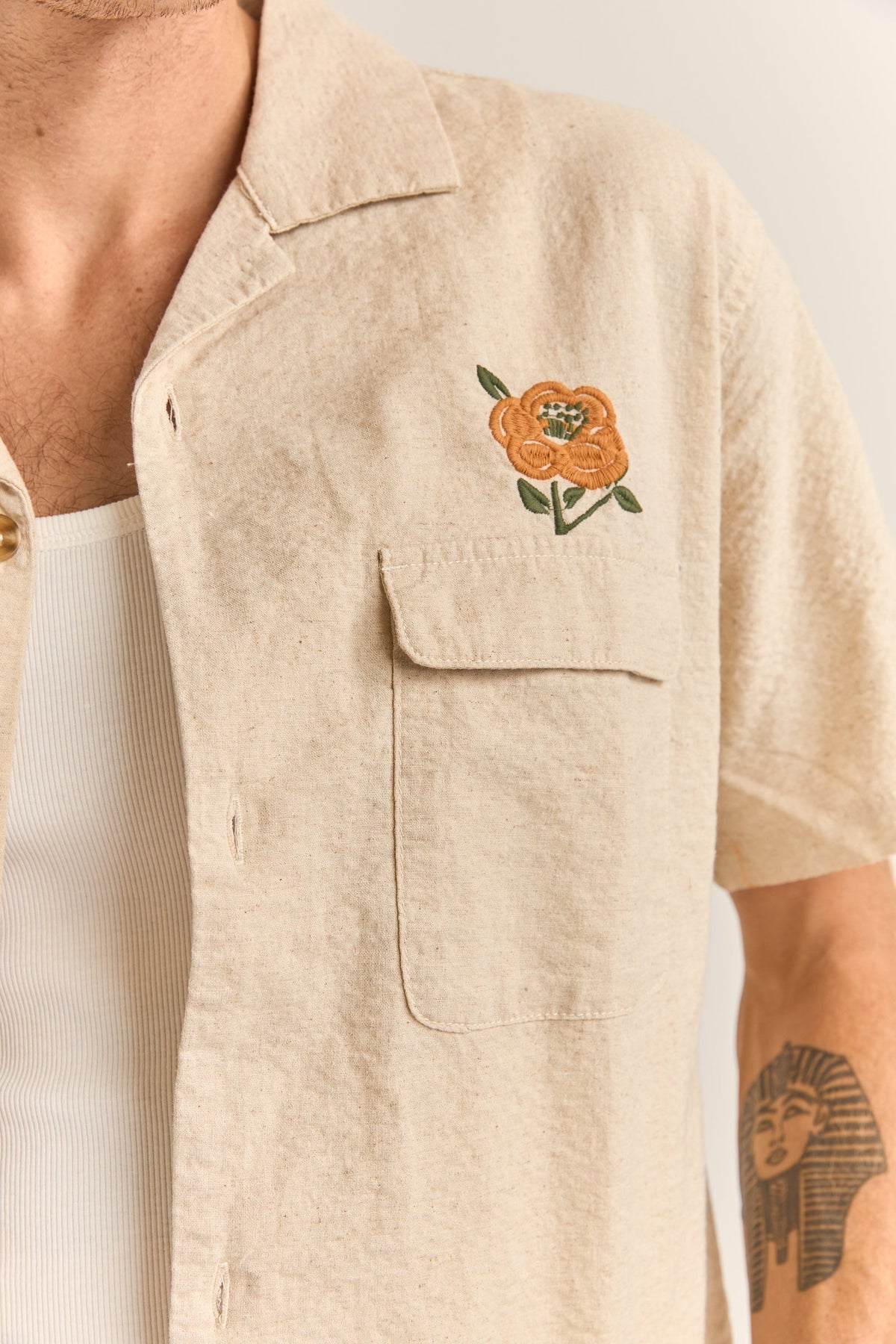 Embroidered Seersucker SS Shirt