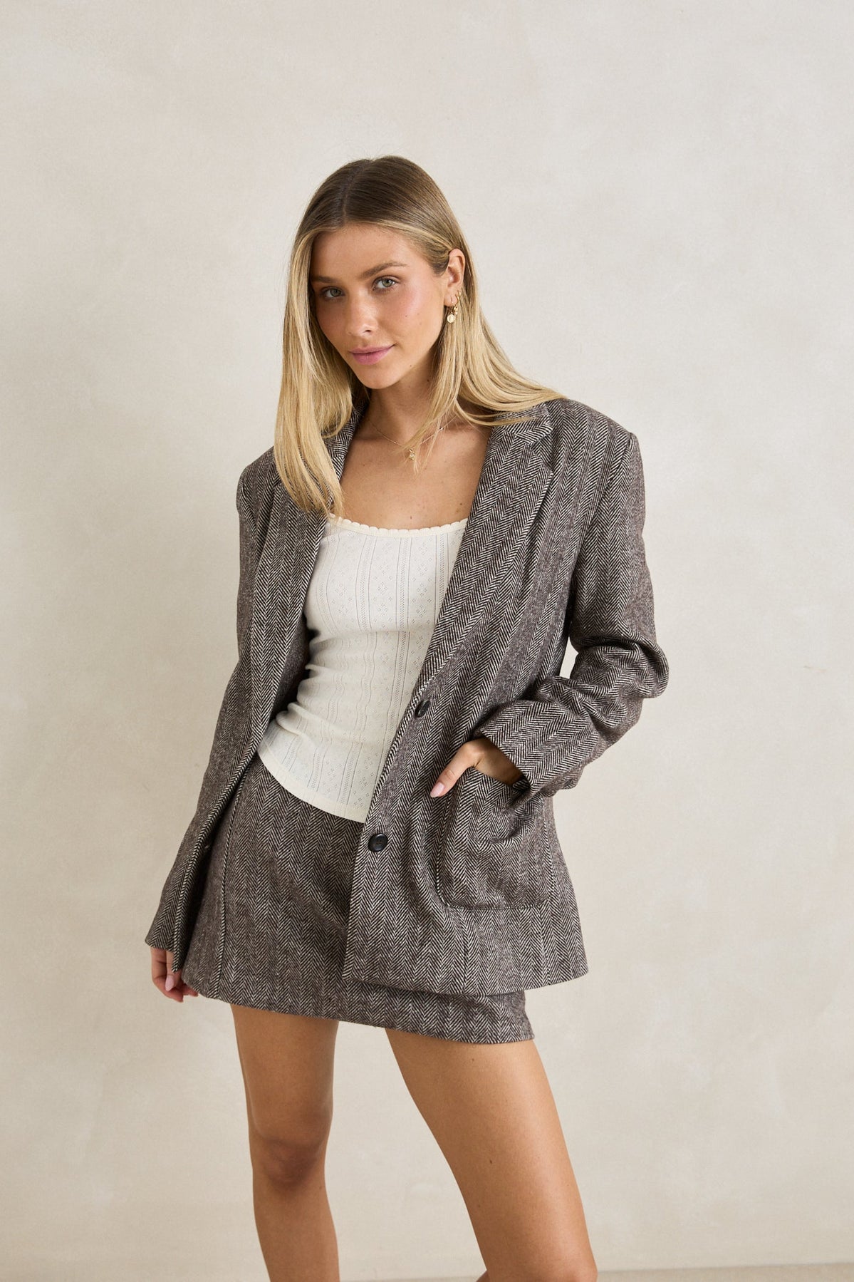 Herringbone Mini Skirt