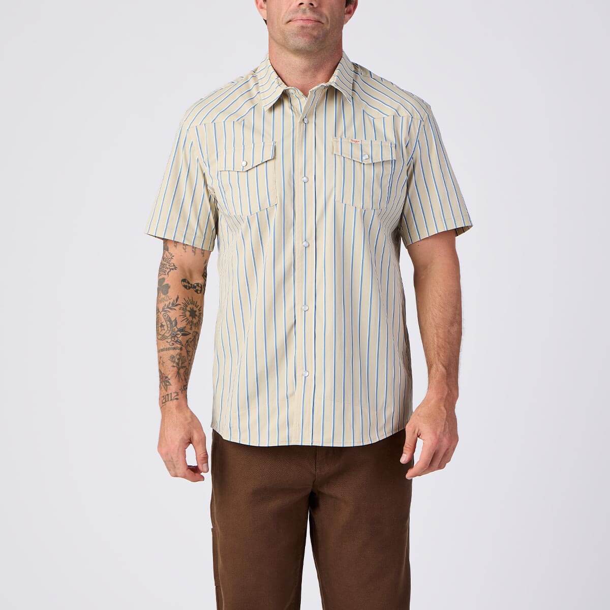 El Ranchero SS UV Shirt Tidal Foam Stripe - Seager