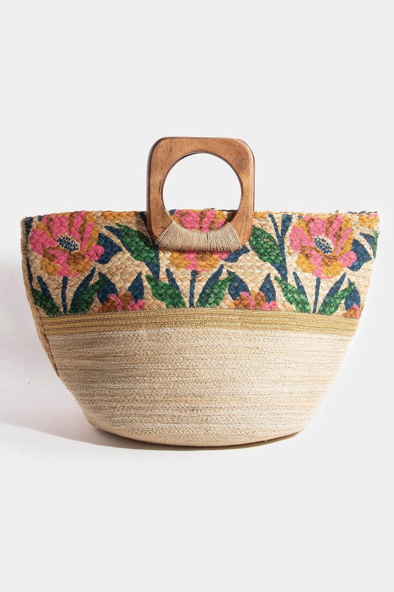 Floral Jute Handbag