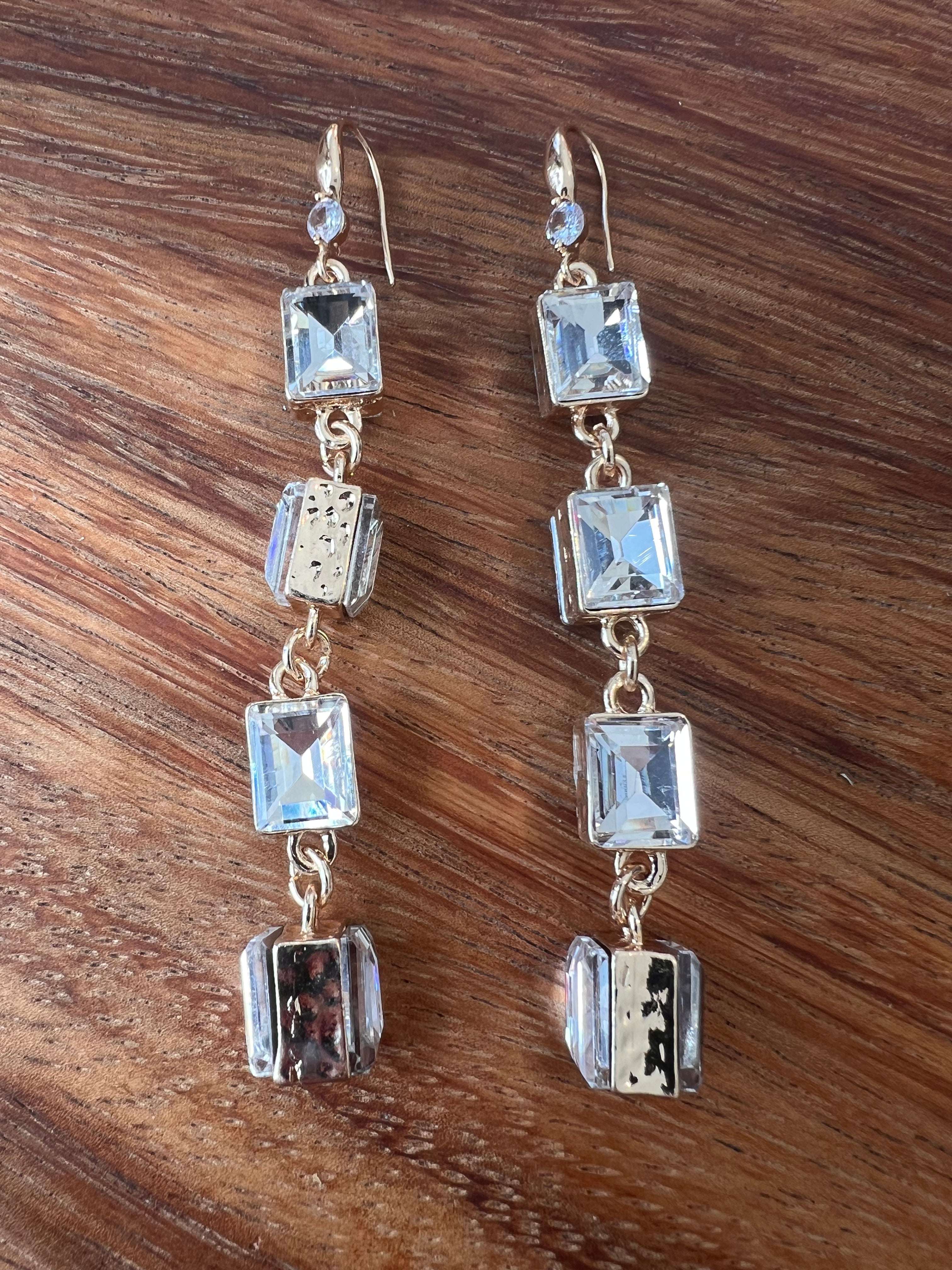 Rhinestone Cube Earrings