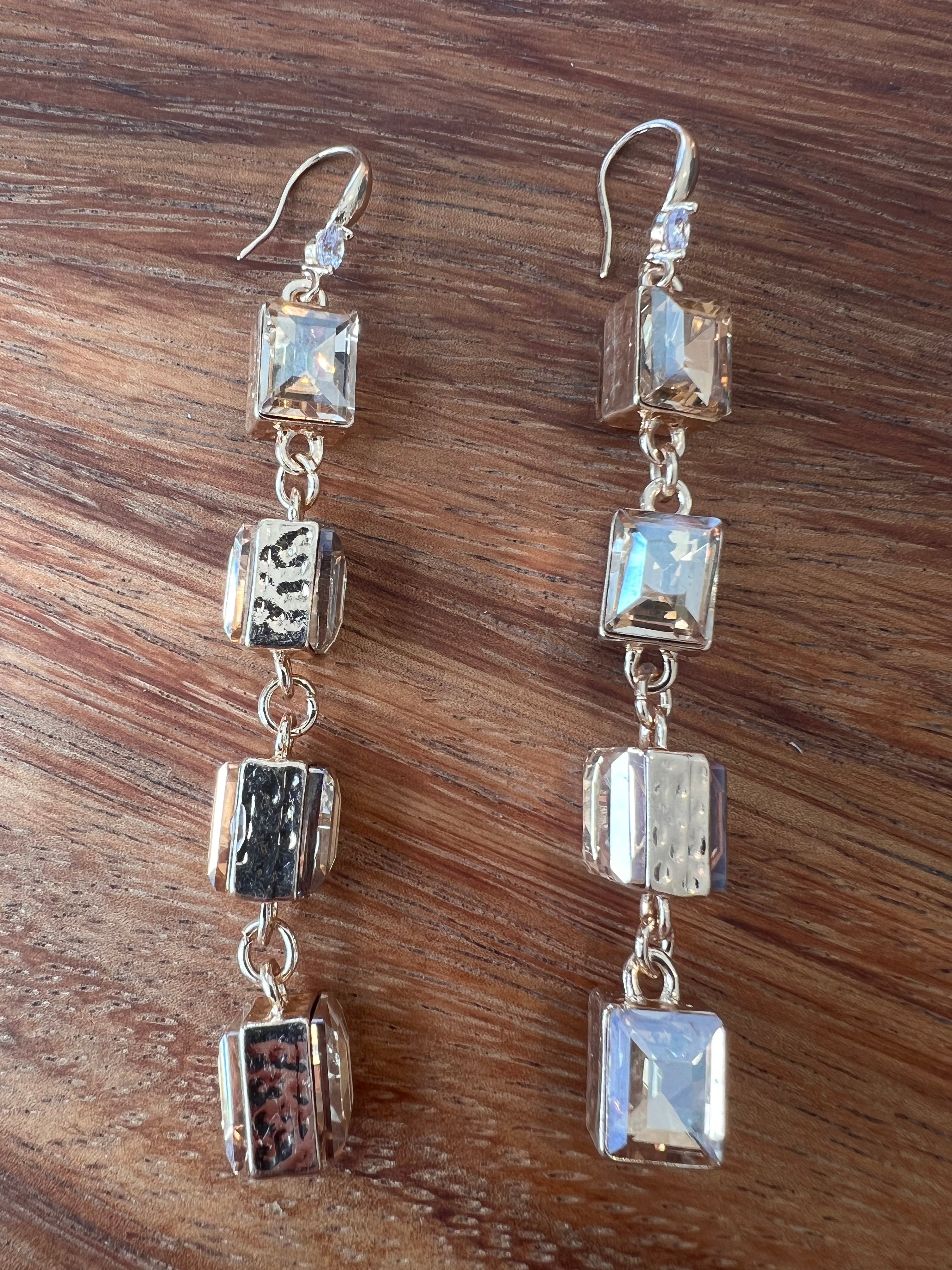 Rhinestone Cube Earrings