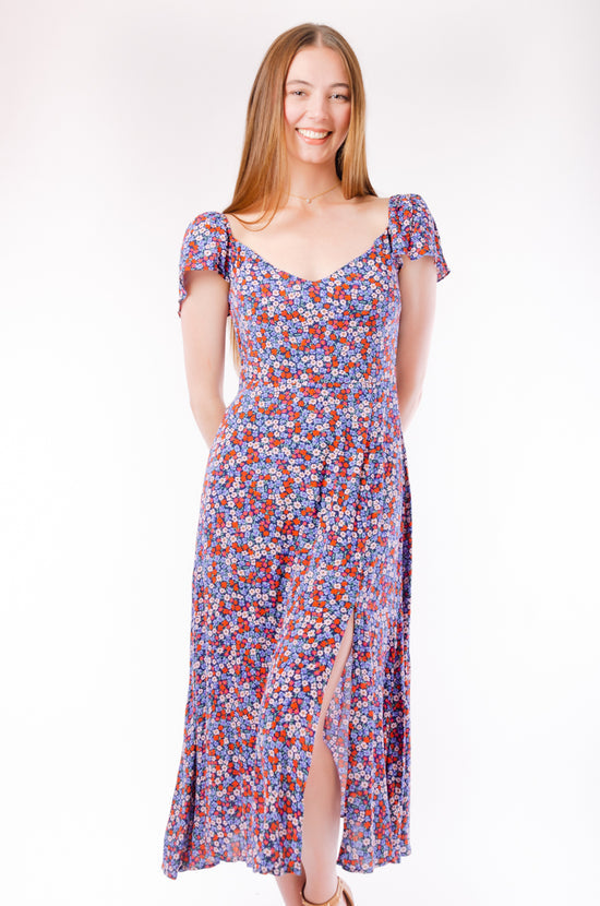 DF Indigo Pink Ditsy Dress