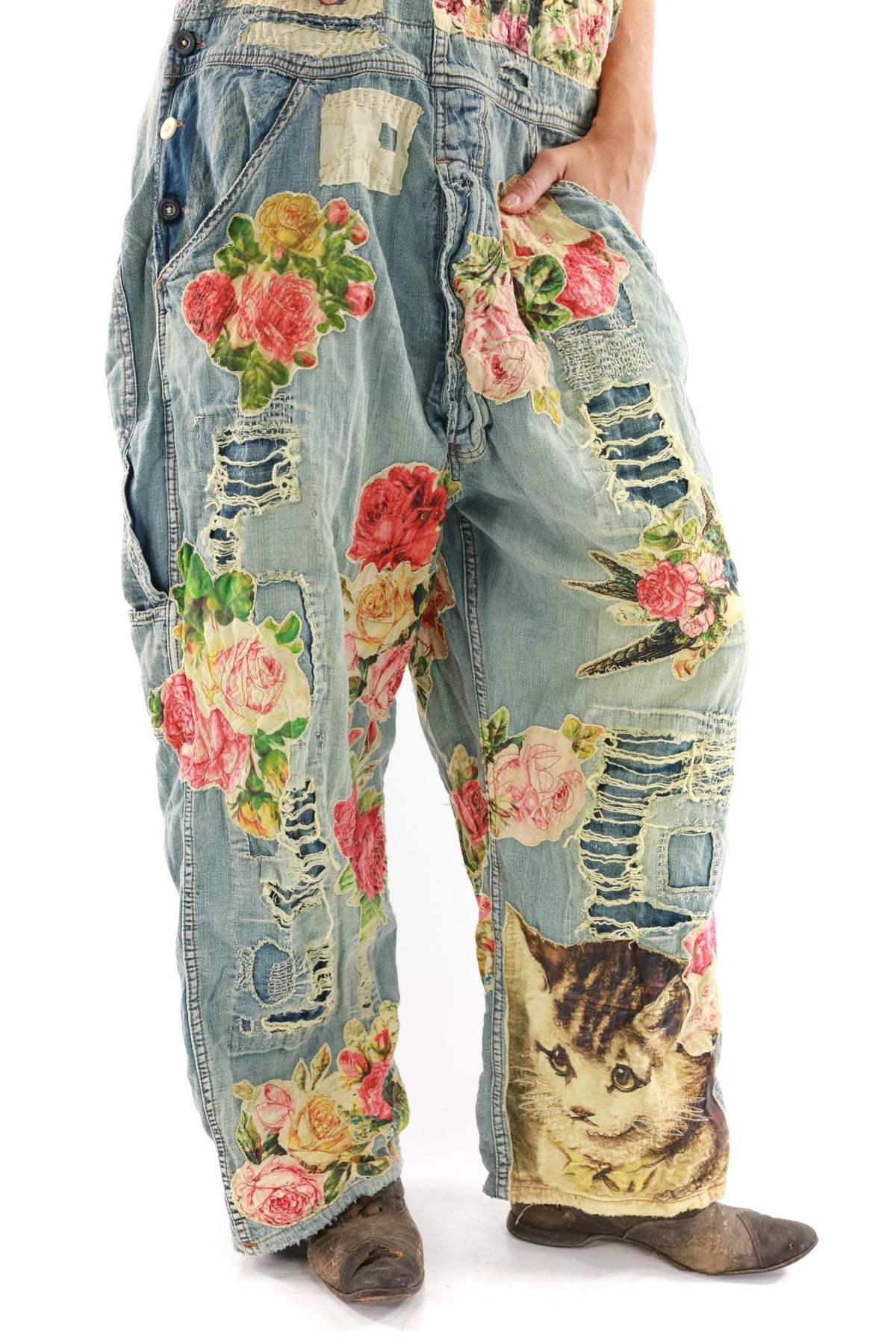 Floral Applique Overalls