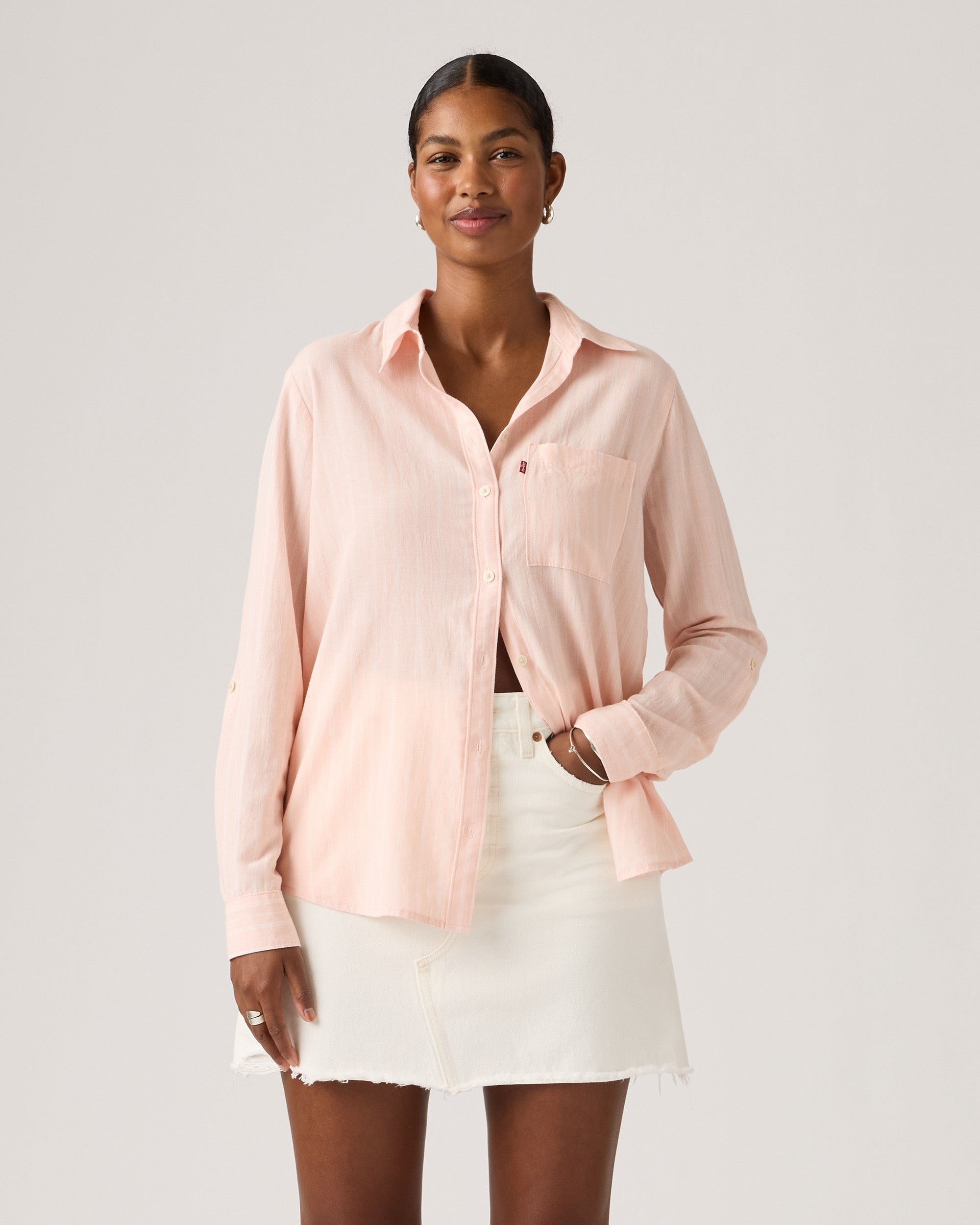 Darlene Utility Shirt Rivington Stripe Crystal Pink - Levi's - Vista lateral