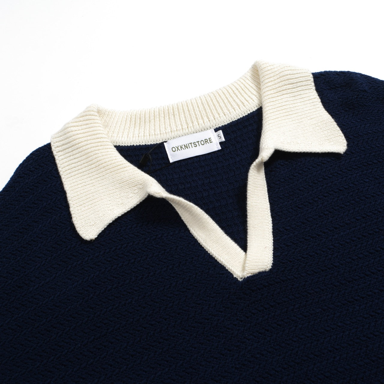 60s Navy Open Collar Polo