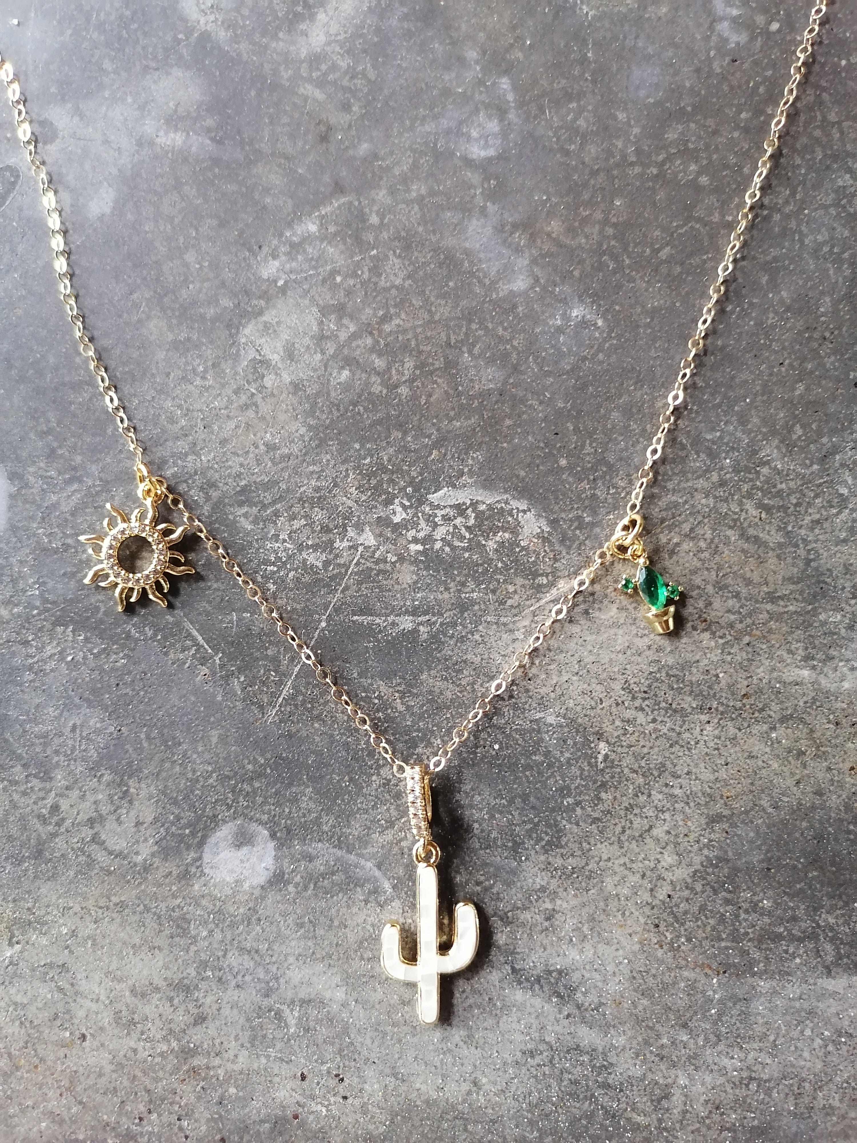 Abalone Cactus Charm Necklace